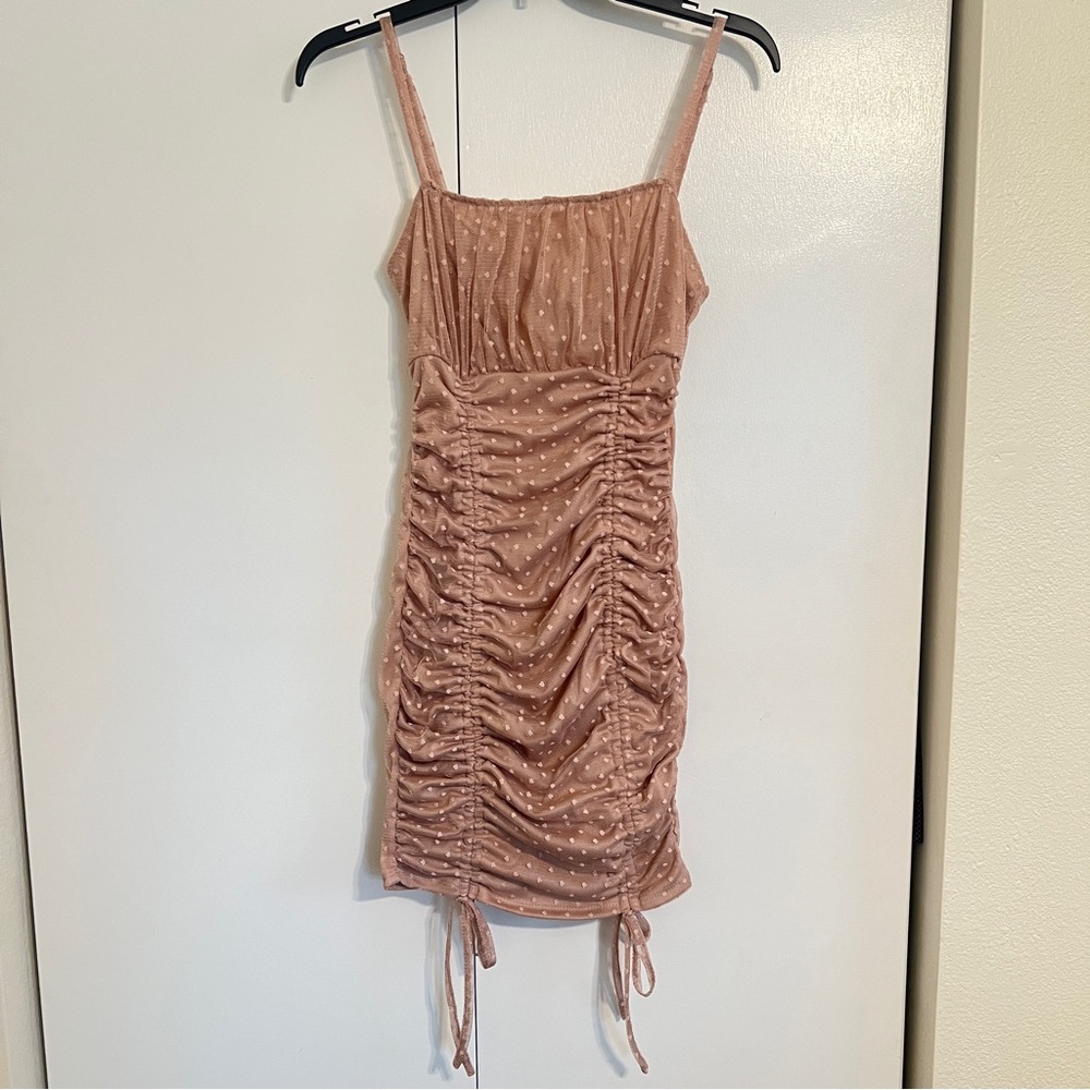 Ruched Swiss Dot Dress
